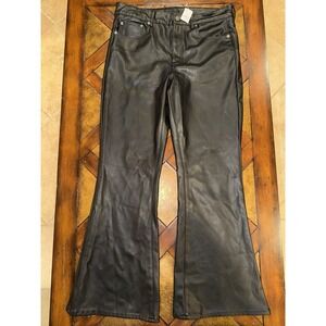 NWT American Eagle AE Stretch Super High Waist Flare Vegan Leather Pants Size 14